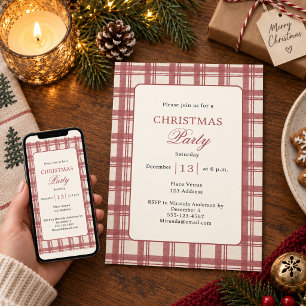 Tartan Rutig Krämröd Julfest Inbjudningar