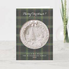 Tartan rutig Modern 3D pappersklipp jul Kort