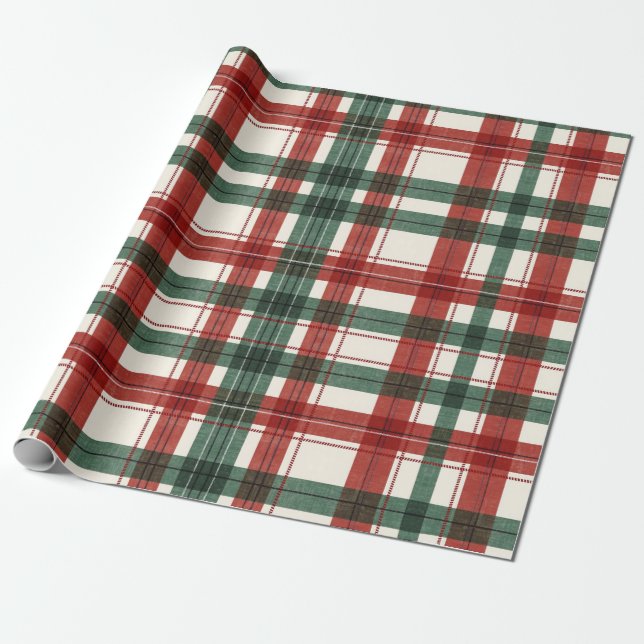 Tartan-rutigt mönster för jul och vinter presentpapper (Utrullad)