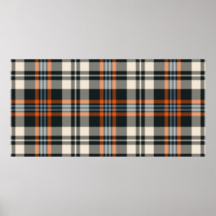 Tartan-rutigt mönster höst i svart, orange, blå poster