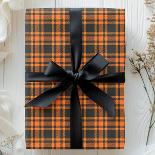 Tartan Rutigt Svart Orange Rutig Halloween Mönster Presentpapper