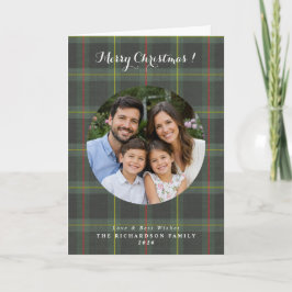 Tartan rutmönster anpassad julfoto kort