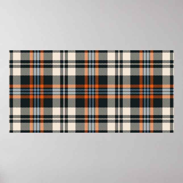 Tartan-rutmönster höst i svart, orange, blå poster (Framsidan)