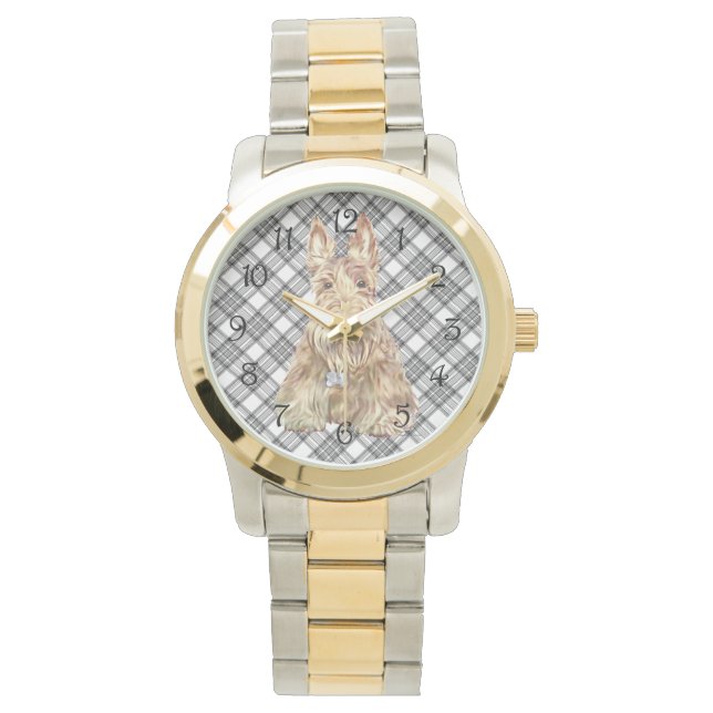 Tartan Scottie Svart & Vit Armbandsur (Framsida)