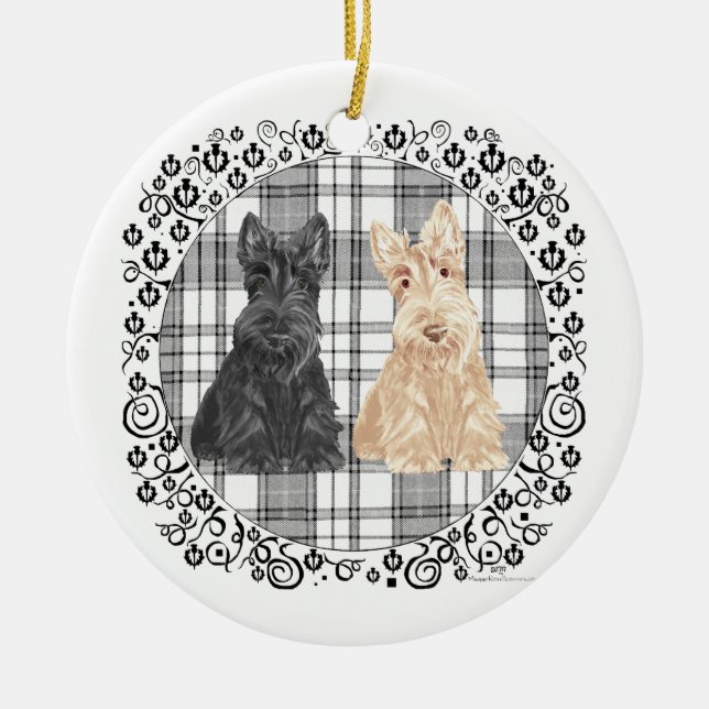 Tartan Scotties Julgransprydnad Keramik (Framsidan)