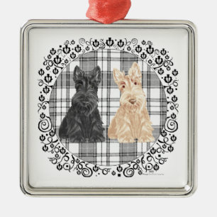 Tartan Scotties Julgransprydnad Metall