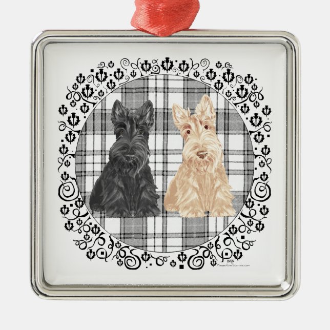 Tartan Scotties Julgransprydnad Metall (Framsidan)