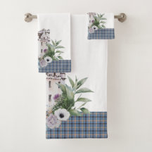 Tartan Scottish Castle med fåglar och blommor