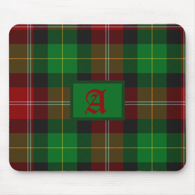 Tartan Scottish Play Red & Grönt Monogram Musmatta (Framsidan)