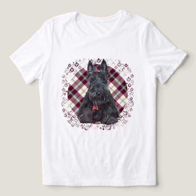 Tartan Scottish Terrier T Shirt (Design Framsida)