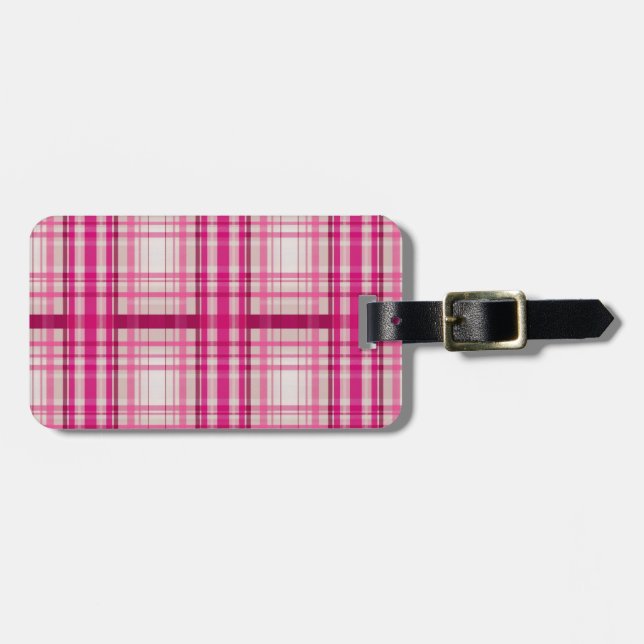 Tartan skotsk rosa vit Play Classic Blue Bagagebricka (Horisontell Framsida)