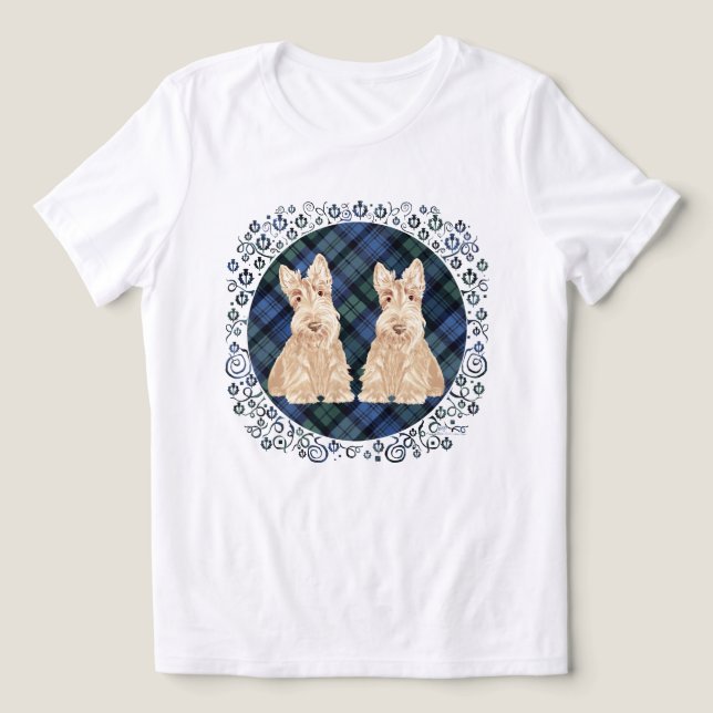 Tartan Skotsk Terrier T Shirt (Design Framsida)