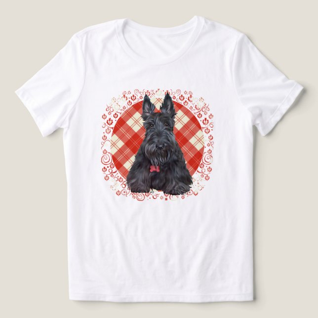 Tartan Skotsk terrier T Shirt (Design Framsida)