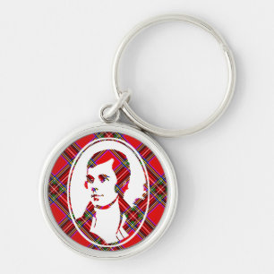 Tartan Skottlands skald Robbie Burns Rund Silverfärgad Nyckelring