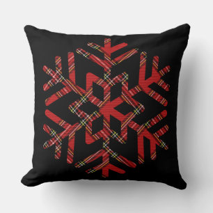 Tartan snöflingor i rött mönster kudde