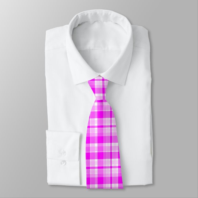 Tartan Söt Rosa Play Neck Tie Slips (Bunden)