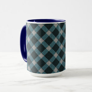 Tartan stil i grått cyano och lindrig avlastning mugg