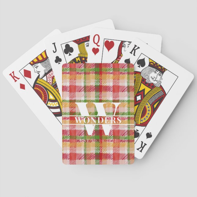 Tartan-struktur med monogram casinokort (Baksidan)