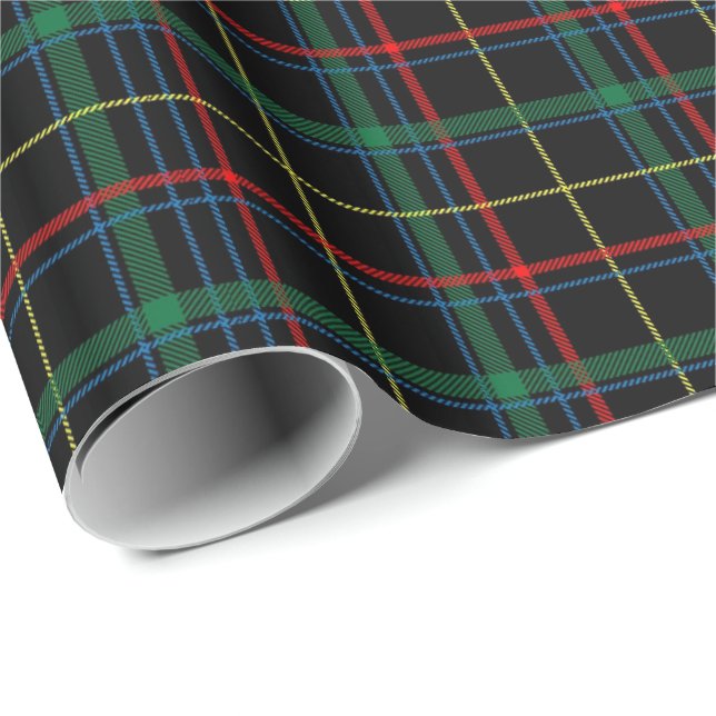 Tartan (svart/grönt/rött) presentpapper (Rullad Hörn)