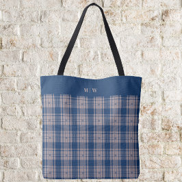 Tartan - Tavy Blue med Light and Mörk Taupe Brown Tygkasse