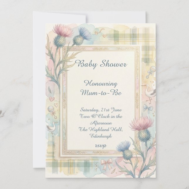 Tartan Thistle Baby Shower Inbjudan (Framsida)