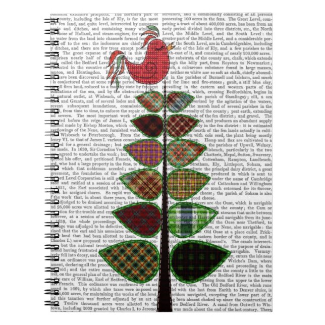 Tartan Träd Illustration Anteckningsbok Med Spiral (Framsidan)