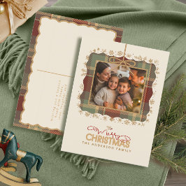 Tartan Trim jul One Photo Template ID1141A Helg Vykort