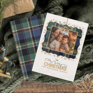 Tartan Trim jul One Photo Template ID1141B Julkort