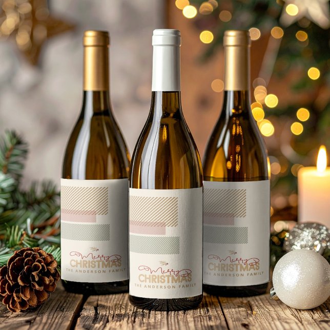 Tartan Twill Merry Christmas Red Green ID1141A Vinflaska Etikett (Skapare uppladdad)