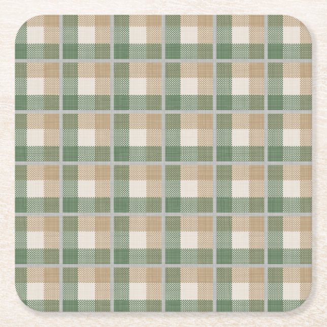 Tartan Underlägg Papper Kvadrat (Framsidan)