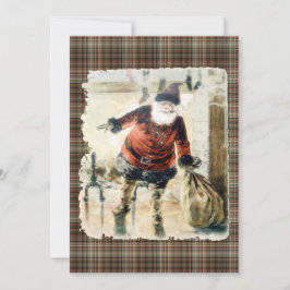 Tartan Vintage Jultomten Inbjudningar