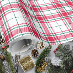 Tartan - vit röd och Grönt Presentpapper