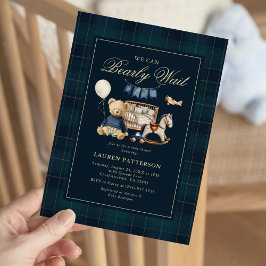 Tartan ”We Can Bearly Wait” Björn Bebis Shower Inbjudningar