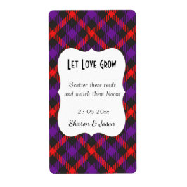 Tartan Wedding Favor Seed Pack etikett Låt Kärlek  Fraktsedel