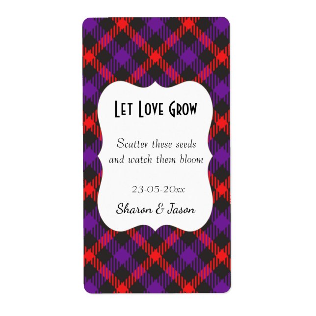 Tartan Wedding Favor Seed Pack etikett Låt Kärlek  Fraktsedel (Framsidan)