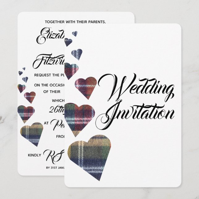 Tartan Wedding-inbjudan Inbjudningar (Fram/baksida)