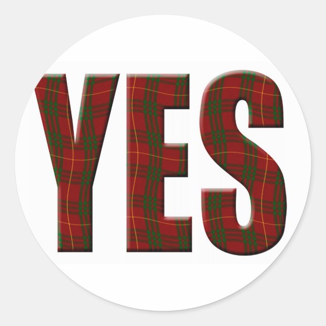 Tartan Yes Runt Klistermärke (Framsida)