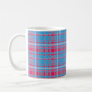 Tartanblå och röd kaffemugg