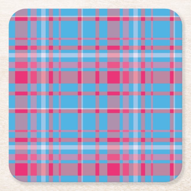 Tartanblå och röd underlägg papper kvadrat (Framsidan)