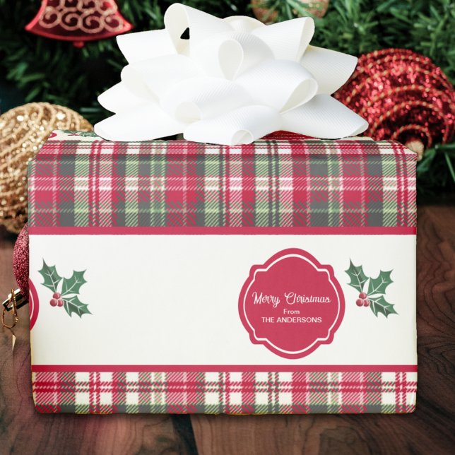 Tartanmönster och jullyrpersonlig jul  presentpapper (Skapare uppladdad)