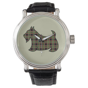 Tartanmönstrad skotsk terrier-klocka armbandsur