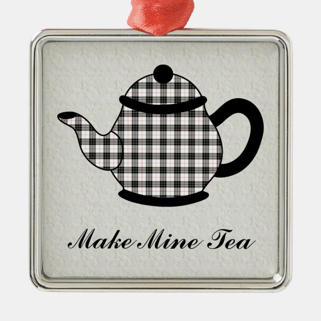 Tartanplädtekanna V3 Julgransprydnad Metall (Framsidan)