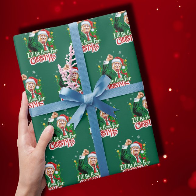 Tårtomten jag kommer hem till jul Grönt Presentpapper (Skapare uppladdad)