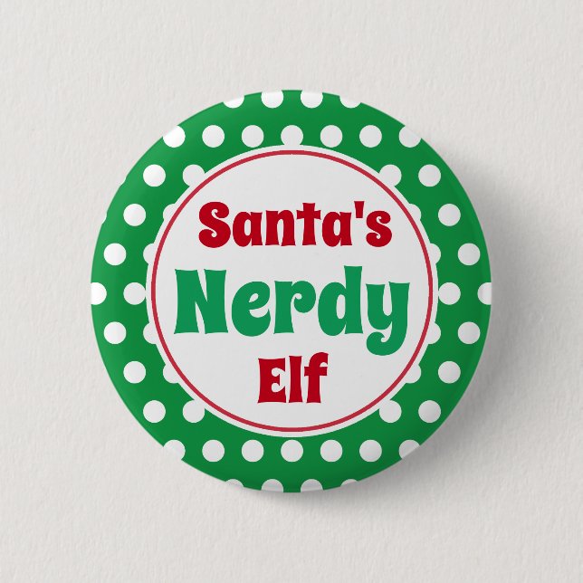 Tårtomtens Nerdy Elf-julklapp Pin Knapp (Framsida)