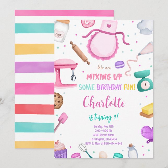 Tårttillverkningsinbjudan Inbjudningar (Fram/baksida)