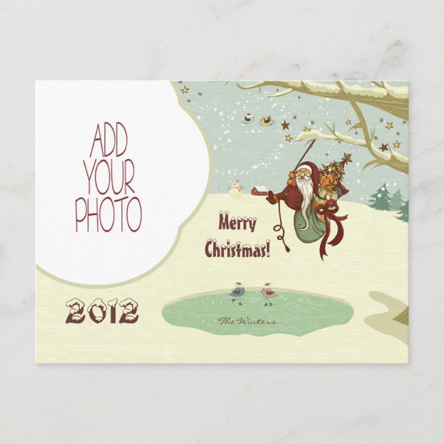 Tarzan Santa & åka skridskorfåglar Helg Vykort (Framsida)