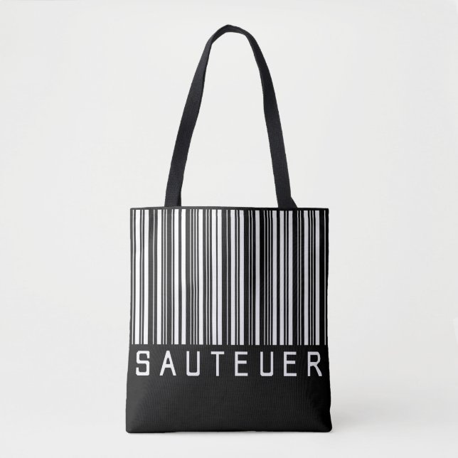 Tasche "SAUTEUER" Barcode Weiß Tygkasse (Framsida)