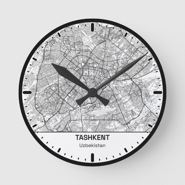 Tashkent Clock City Line Art Rund Klocka (Framsida)