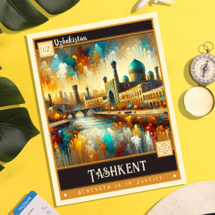 Tashkent, Uzbekistan Måla Vintage Vykort