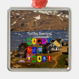 Tasiilaq, Grönland - Gott nytt år Julgransprydnad Metall